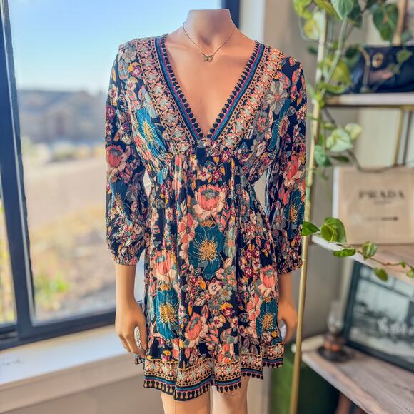 NWT- ANGIE 60’s Style Go Go Floral Babydoll Flower Child Dress, Women's Large - Picture 9 of 10